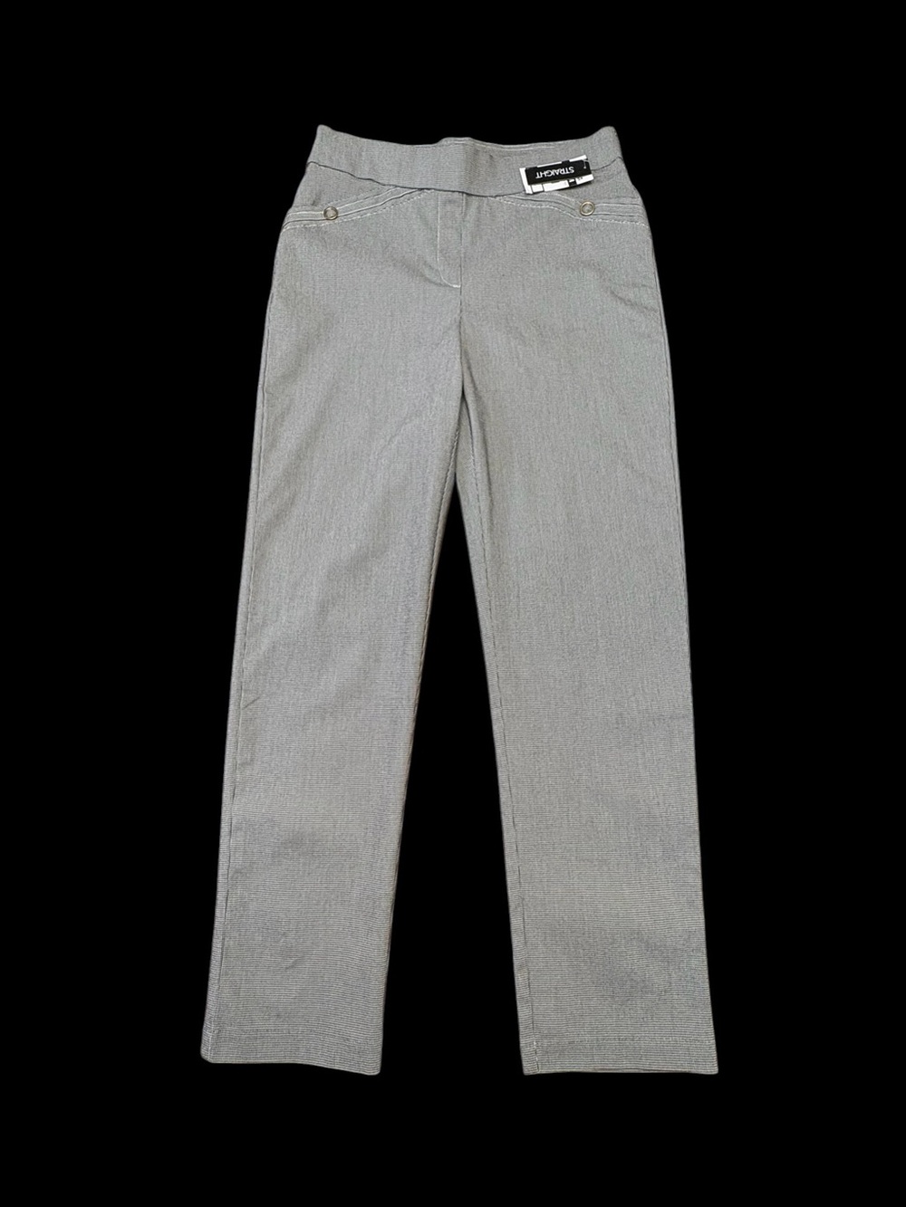 Lily Morgan, Black White Houndstooth Pull-On Dress Pants, Stretch, Size Medium